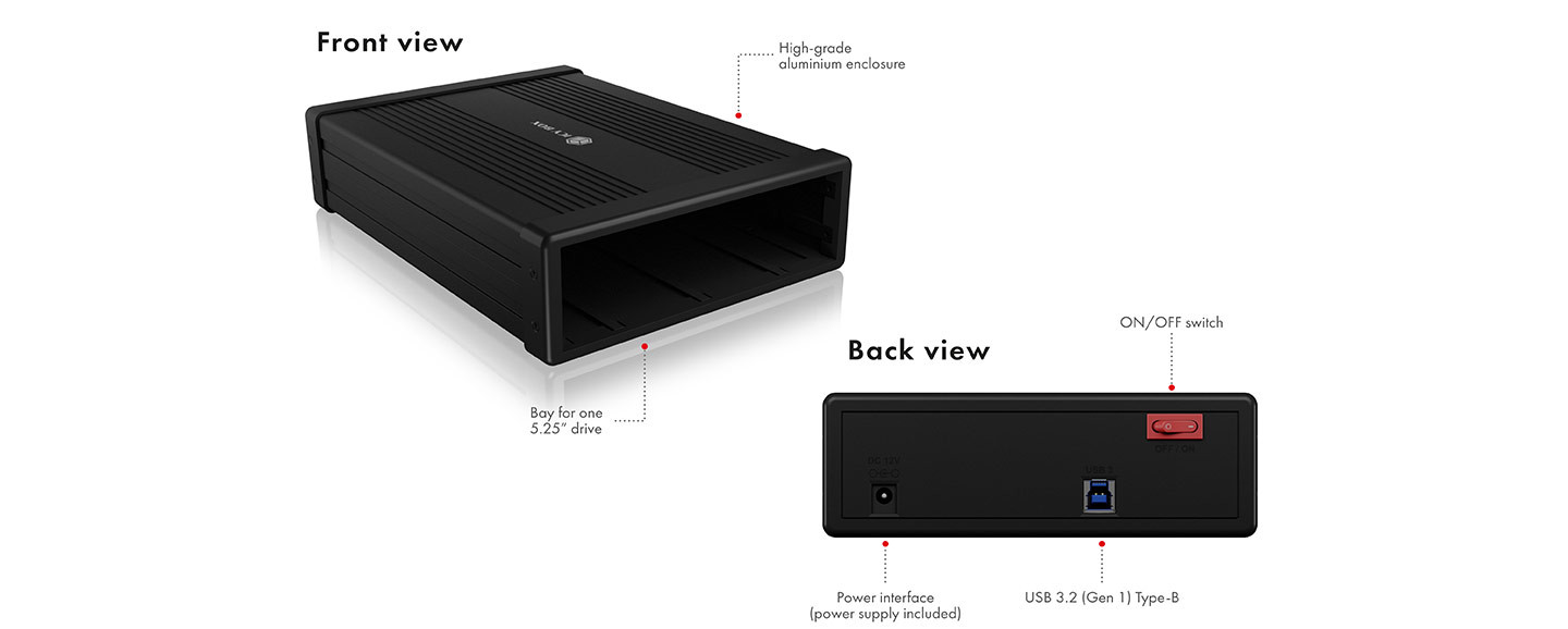 IB-525-U3 is an external enclosure for 5.25