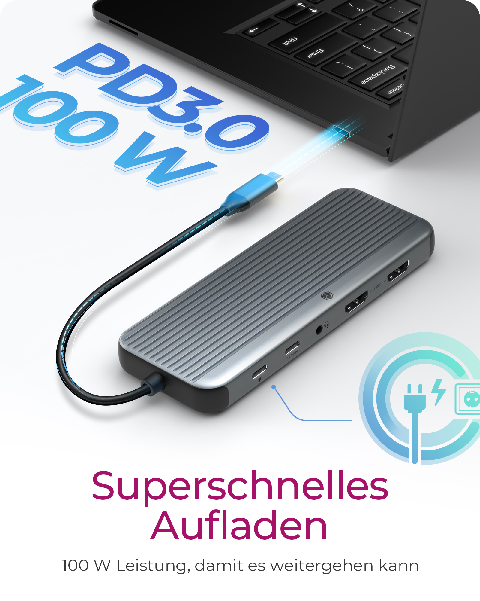 12-in-1 Mobile DockingStation mit dreifacher Videoausgabe