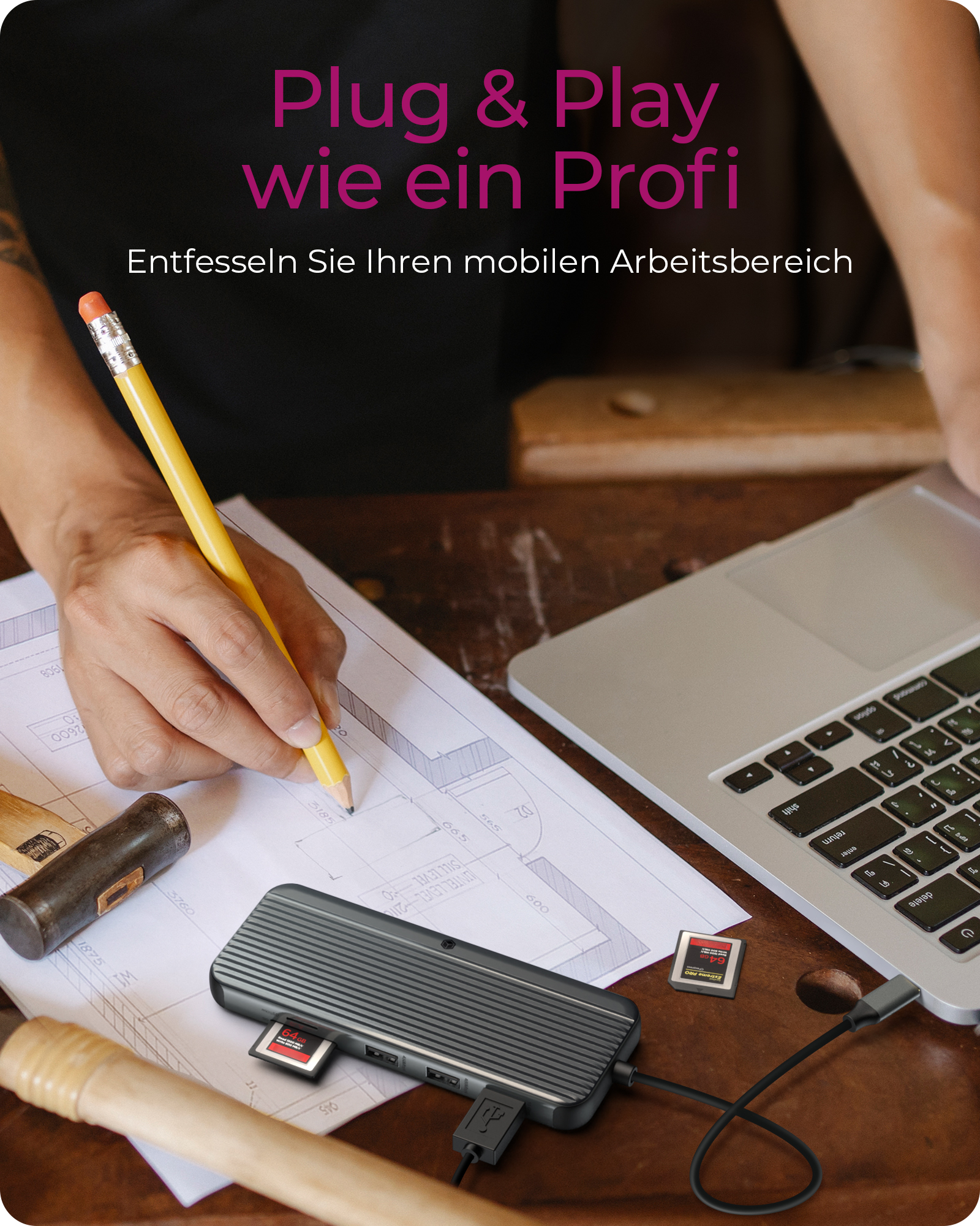 12-in-1 Mobile DockingStation mit dreifacher Videoausgabe