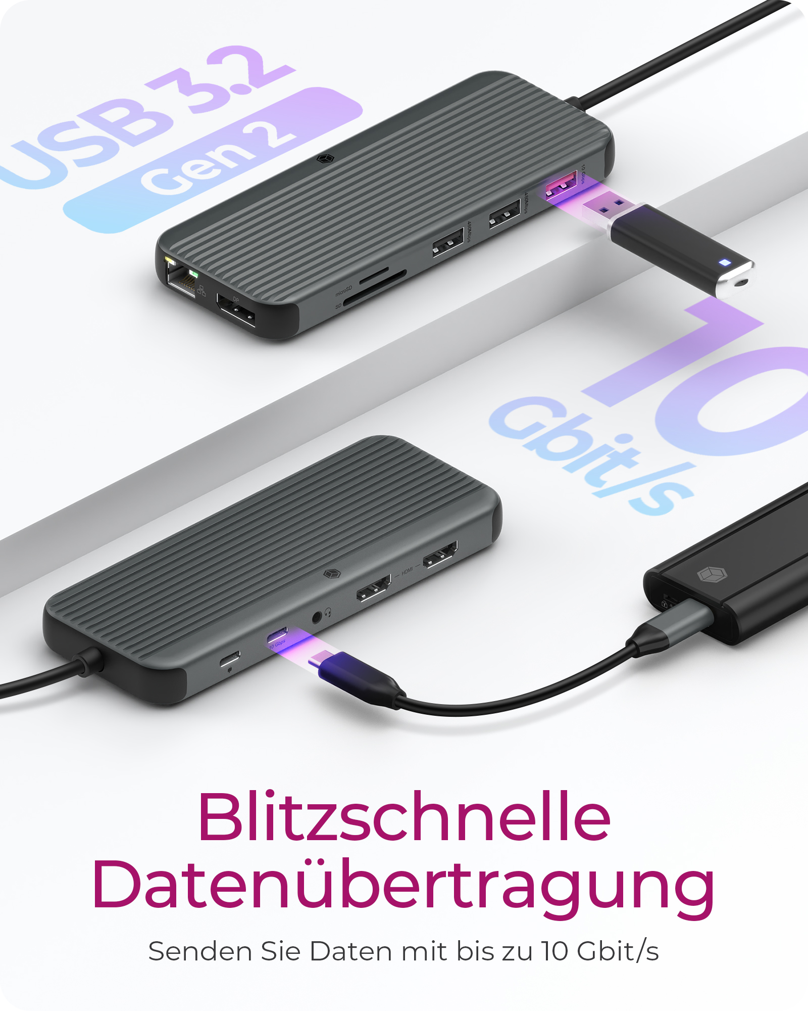 12-in-1 Mobile DockingStation mit dreifacher Videoausgabe
